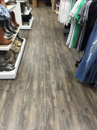 Wood look flooring in an Eau Claire boutique